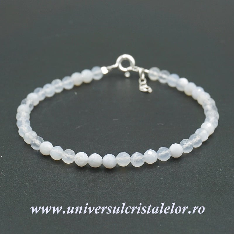 Bratara agat albastru dantela rotund fatetat - 4,2mm