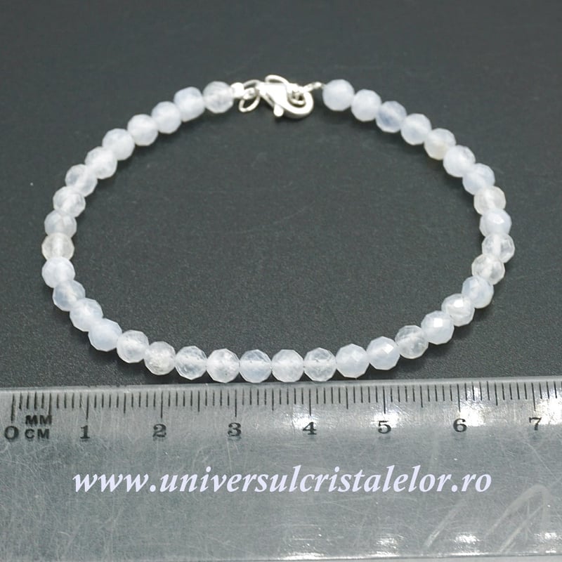 Bratara agat albastru dantela rotund fatetat - 4,5mm