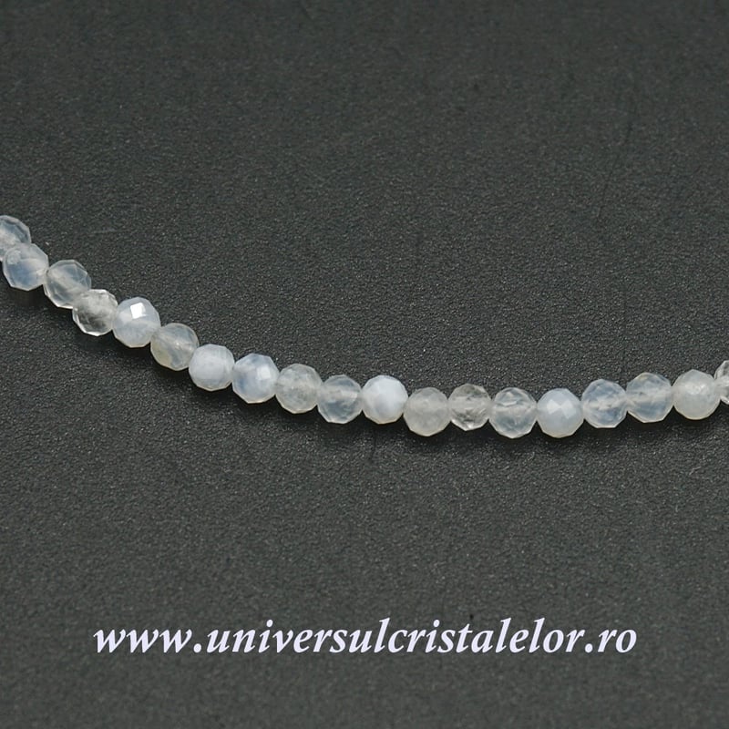 Colier agat albastru dantela rotund fatetat - 2,5mm