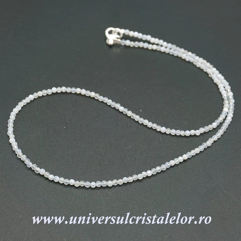 Colier agat albastru dantela rotund fatetat - 2,5mm