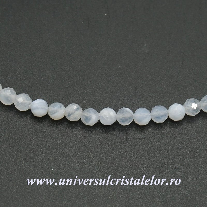 Colier agat albastru dantela rotund fatetat - 4,2mm