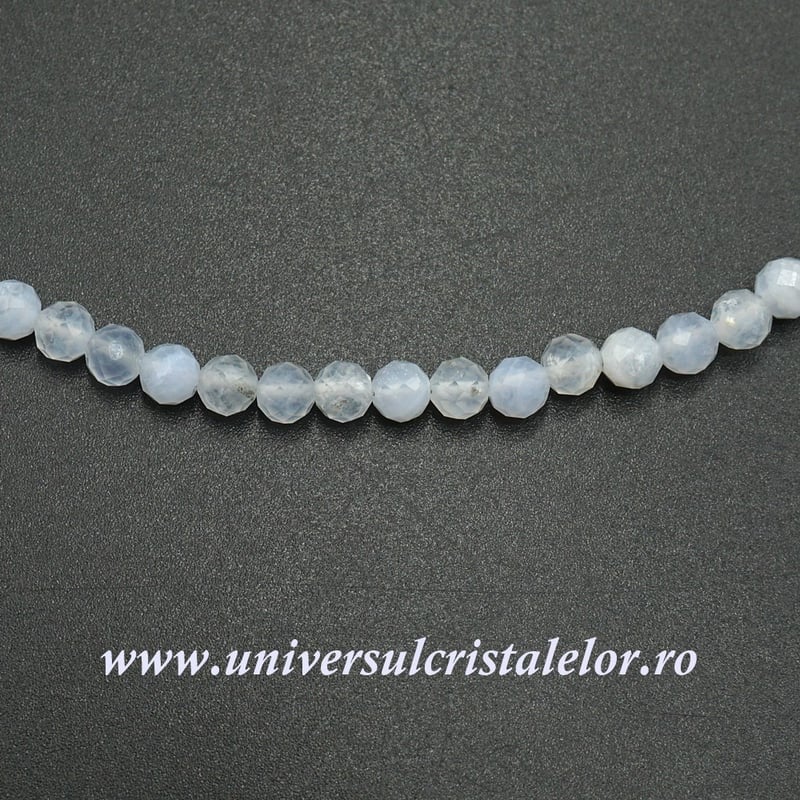 Colier agat albastru dantela rotund fatetat - 4,5mm