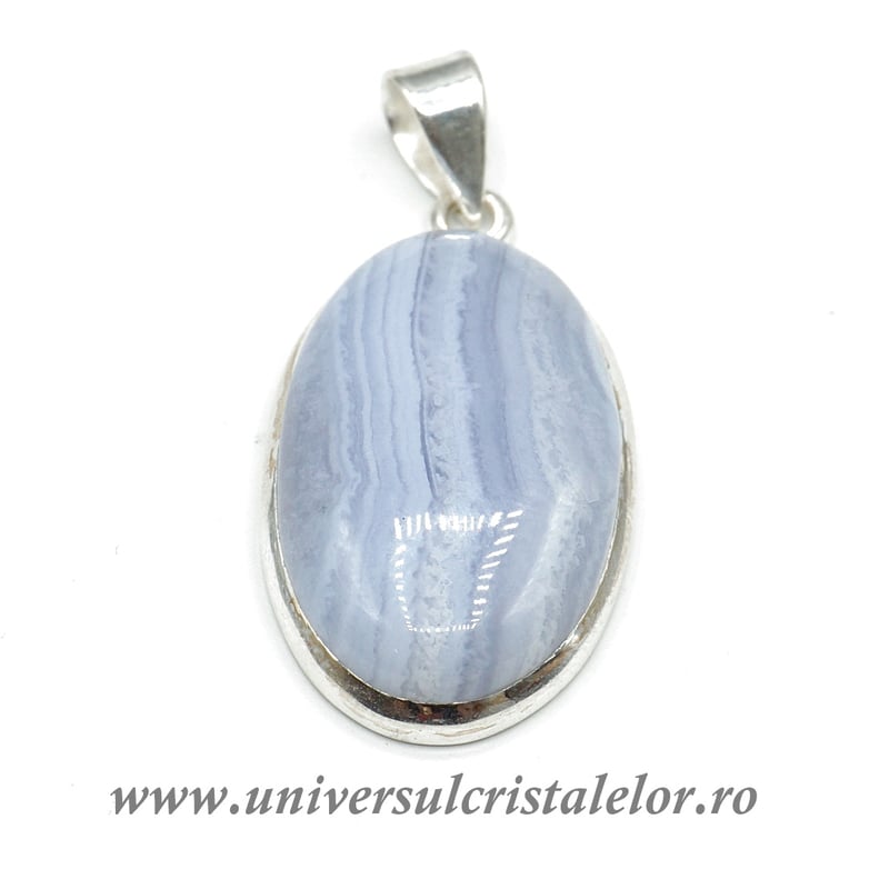 Pandantiv agat albastru dantela