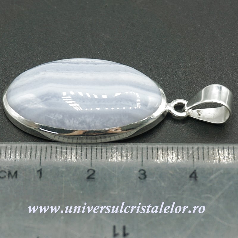 Pandantiv agat albastru dantela