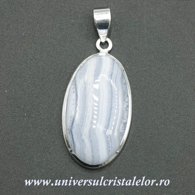 Pandantiv agat albastru dantela