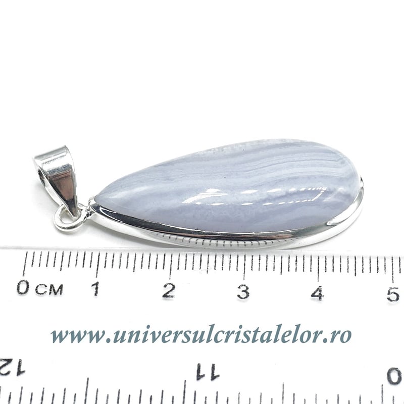 Pandantiv agat albastru dantela