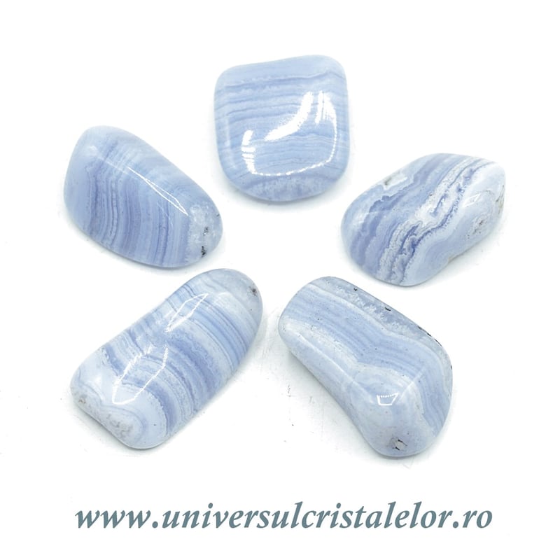 Agat albastru dantela piatra rulata