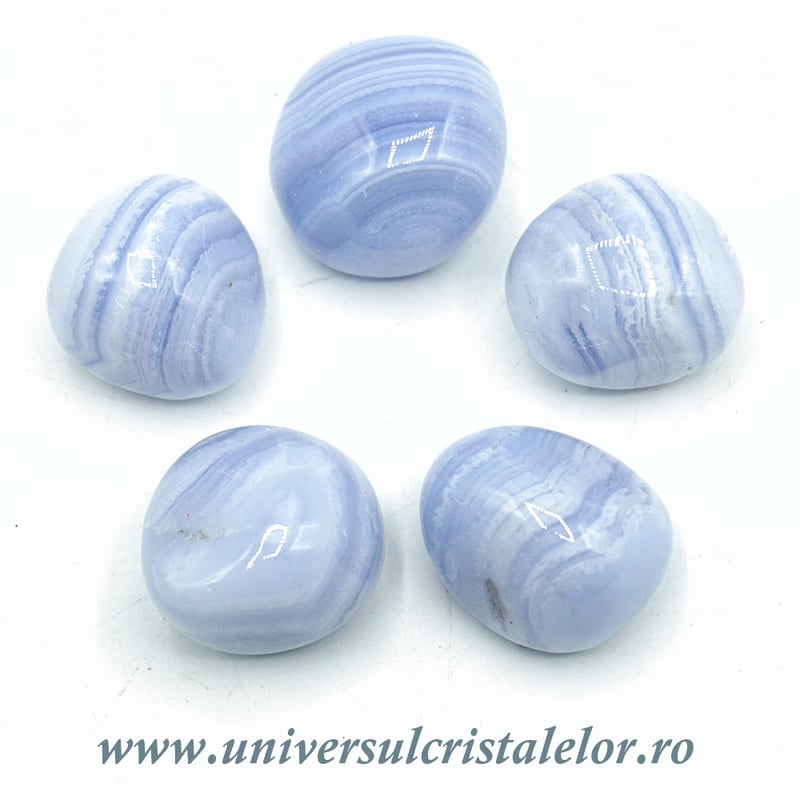 Agat albastru dantela piatra rulata