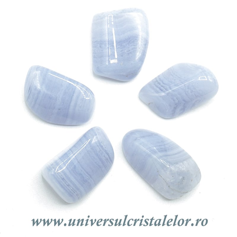 Agat albastru dantela piatra rulata