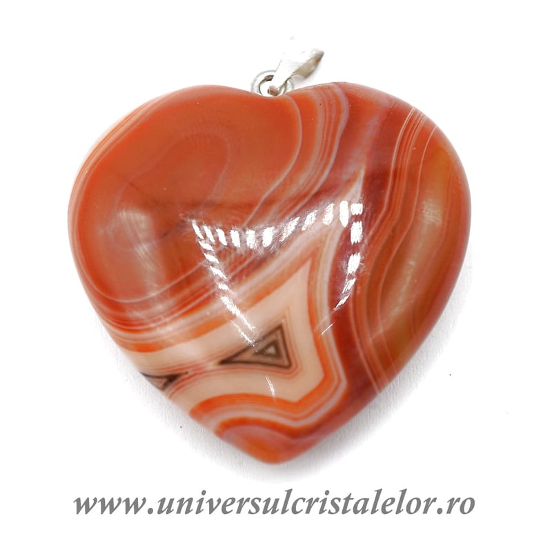 Pandantiv agat rosu inima