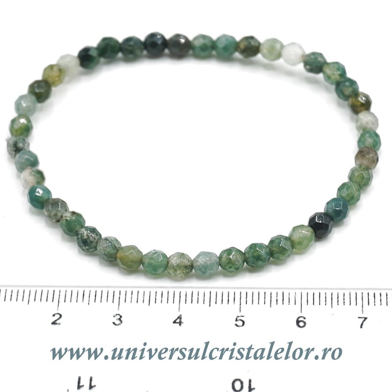 Bratara agat muschi rotund fatetat - 4 mm