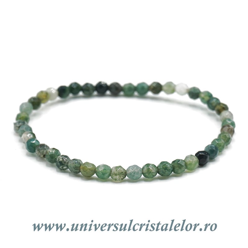 Bratara agat muschi rotund fatetat - 4 mm