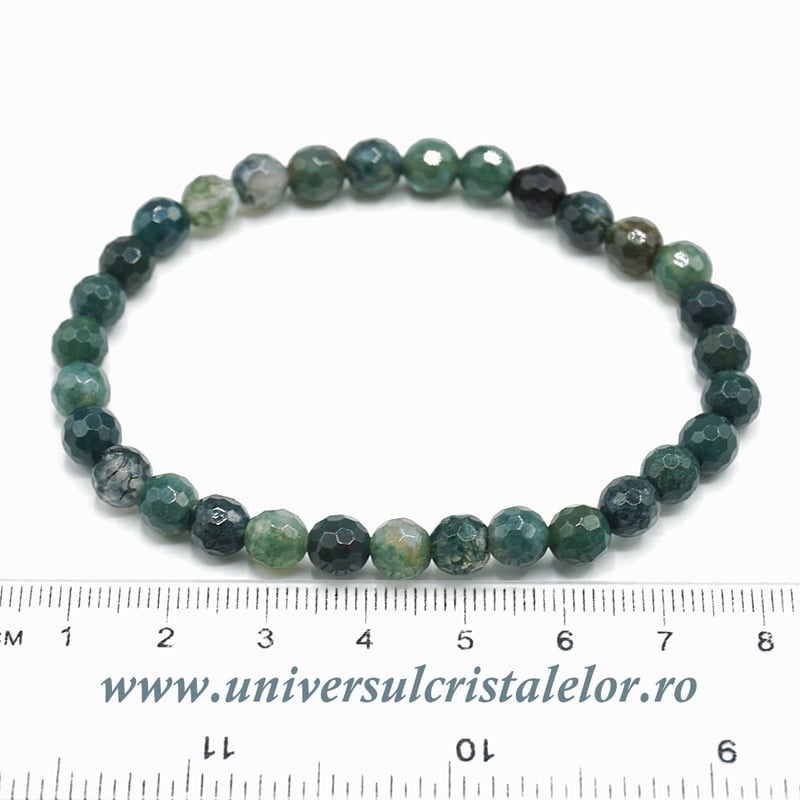 Bratara agat muschi rotund fatetat - 6 mm