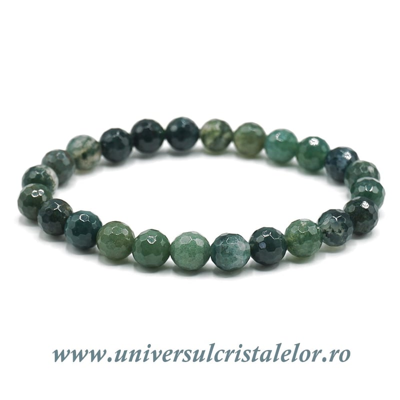 Bratara agat muschi rotund fatetat - 8 mm