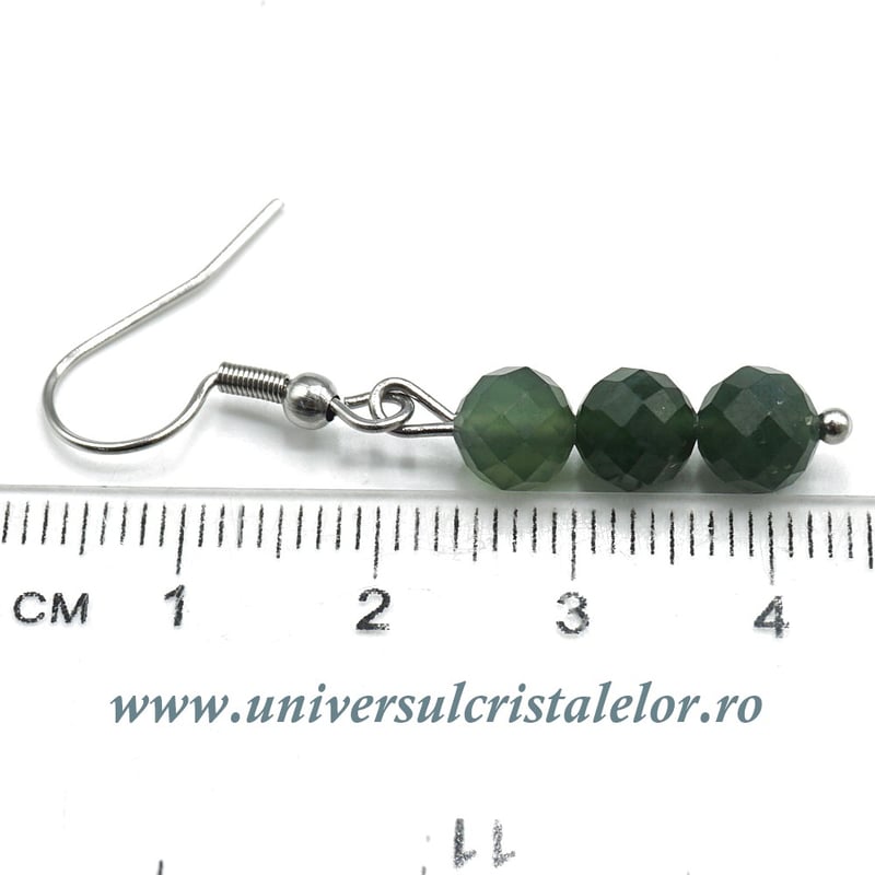 Cercei agat muschi rotund fatetat - 6 mm