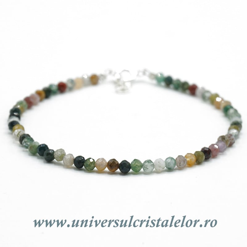 Bratara agat indian rotund fatetat - 3mm