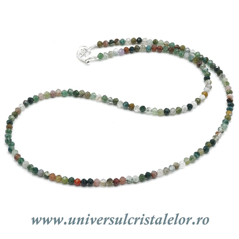 Colier agat indian rotund fatetat - 3mm