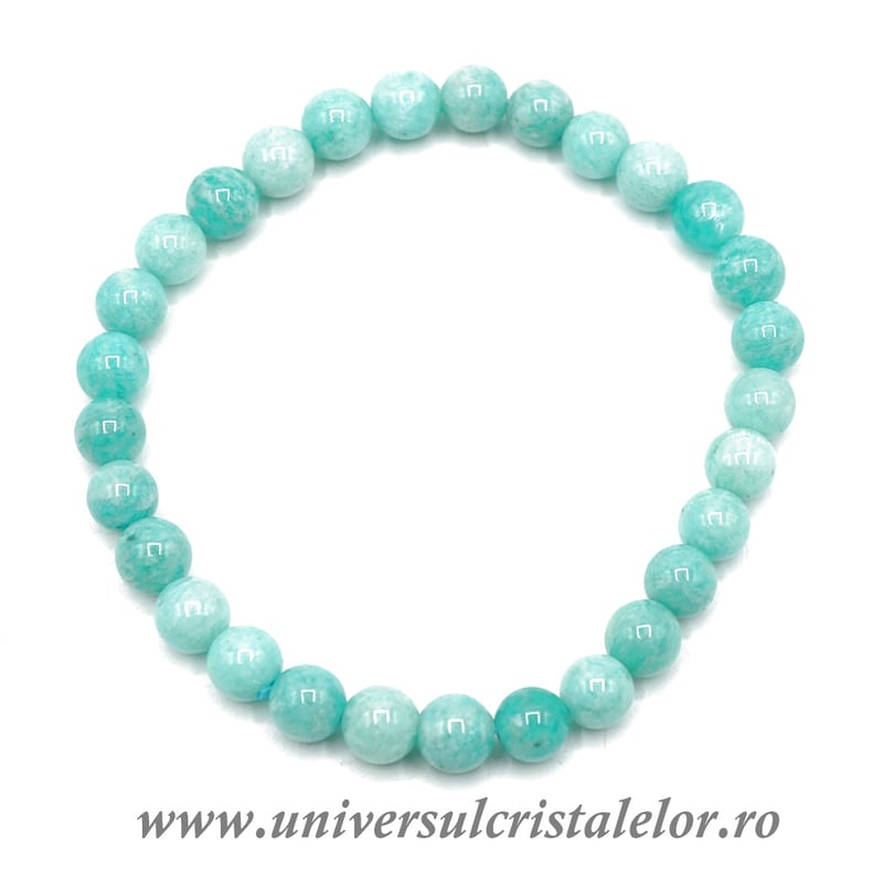 Bratara amazonit rotund fatetat - 6.5 mm
