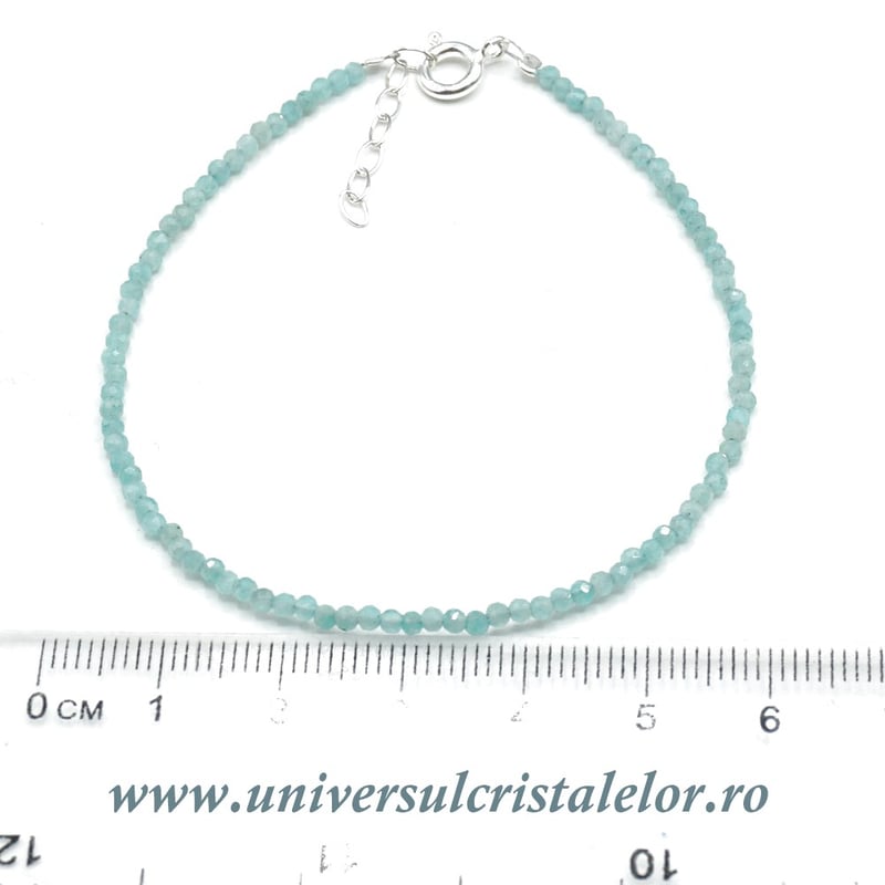 Bratara amazonit rotund fatetat - 2 mm
