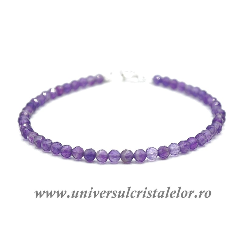 Bratara ametist rotund fatetat - 3,2 mm