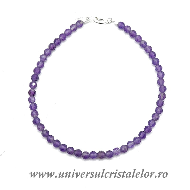 Bratara ametist rotund fatetat - 3,2 mm