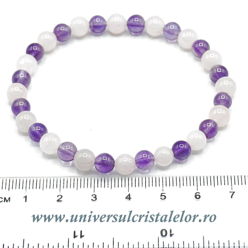 Bratara ametist si cuart roz