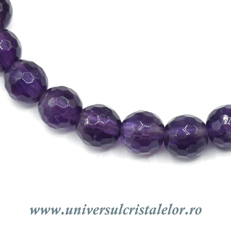 Bratara ametist rotund fatetat - 6 mm cu inchizatoare