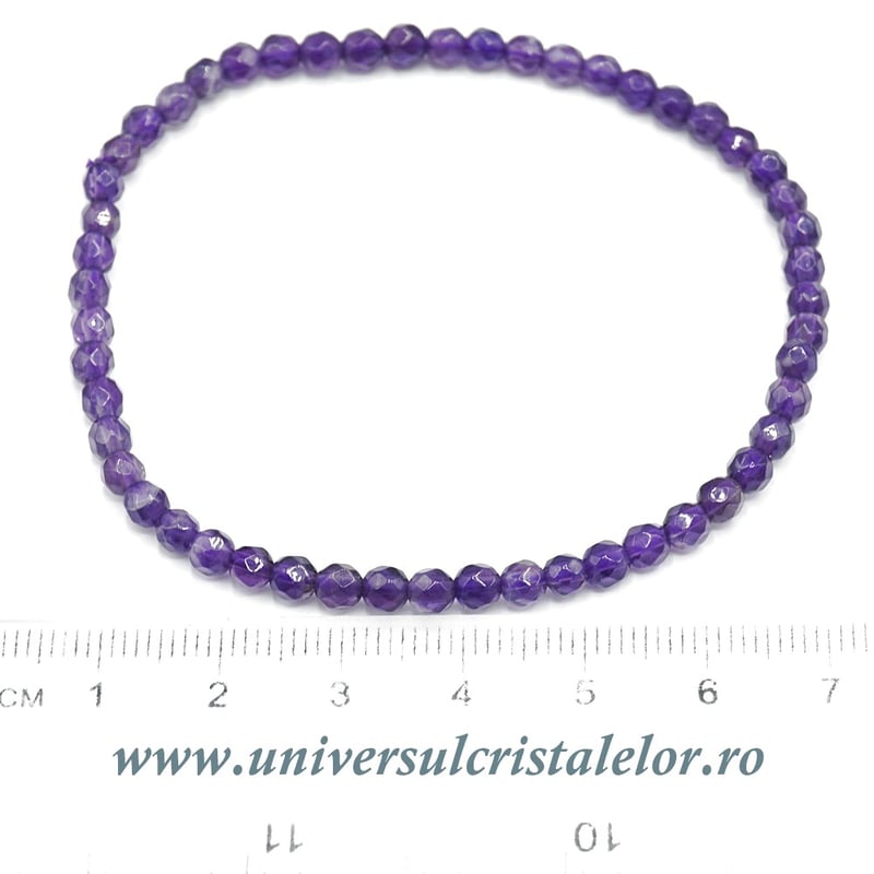 Bratara ametist rotund fatetat - 4 mm