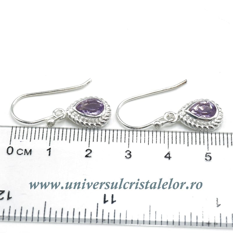 Cercei ametist fatetat oval