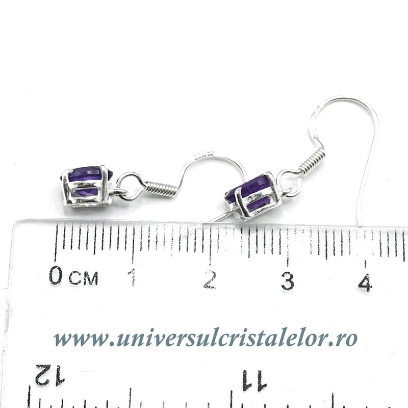 Cercei ametist oval fatetat- 5,5/7 mm