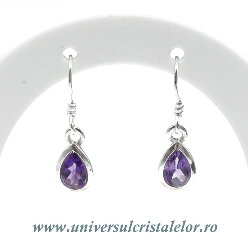Cercei ametist lacrima fatetat - 7/10mm