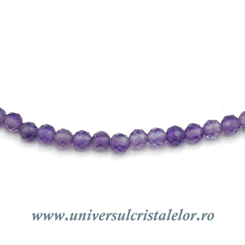 Colier ametist rotund fatetat - 3,2 mm