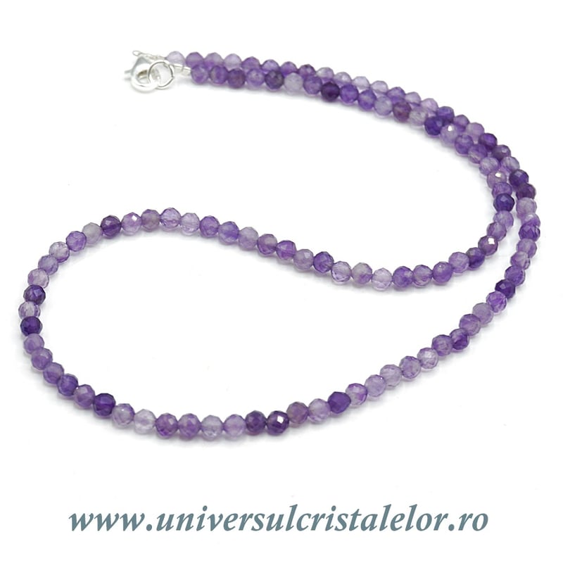 Colier ametist rotund fatetat - 4,1 mm