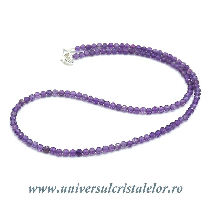 Colier ametist rotund fatetat - 3,6 mm