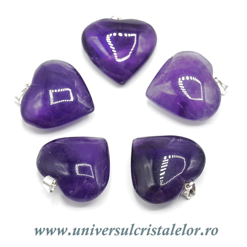 Pandantiv ametist inima