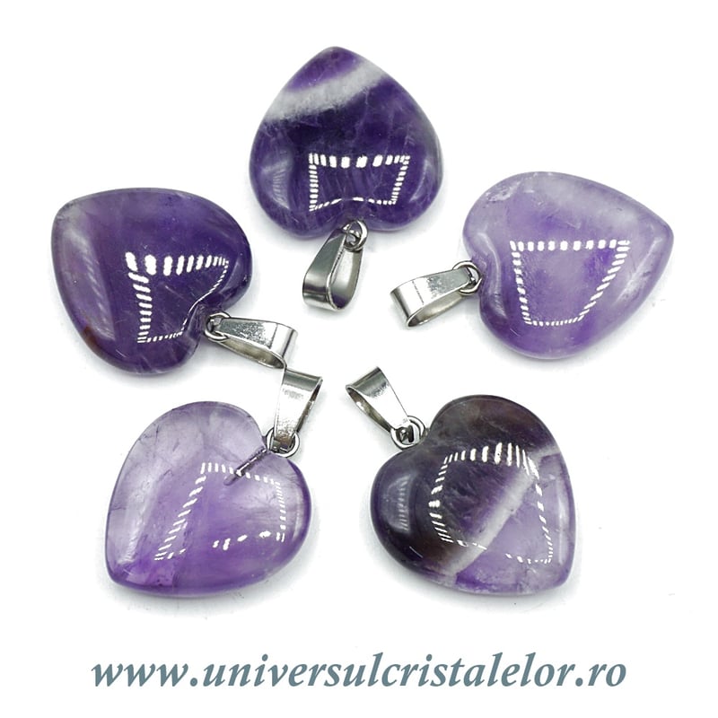 Pandantiv ametist inima