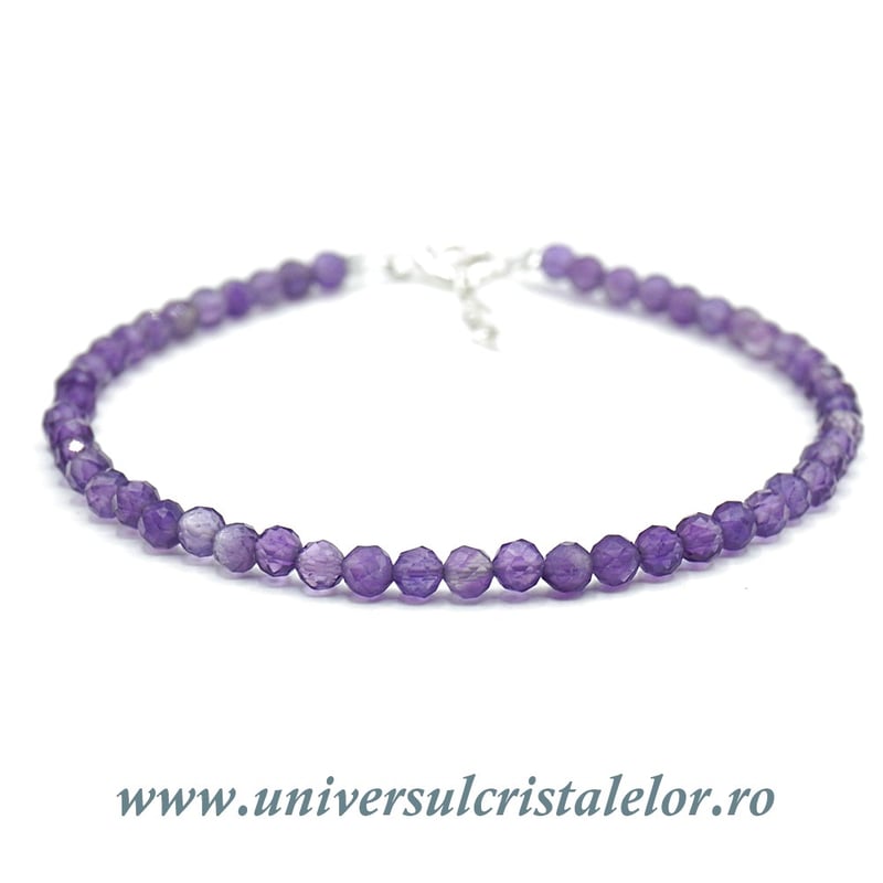 Set ametist bratara , colier si cutie