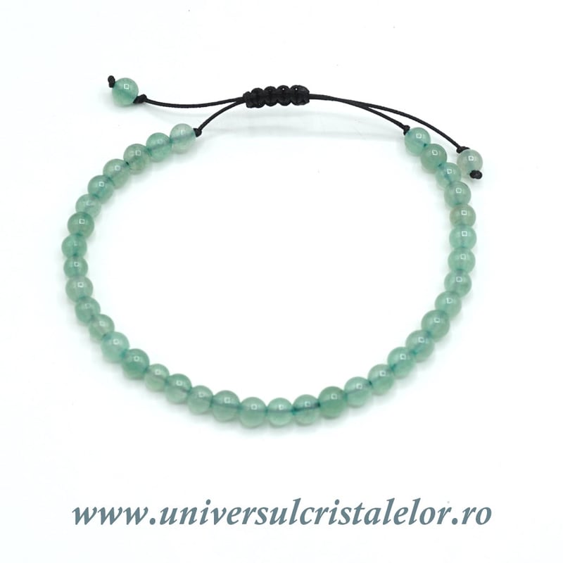 Bratara aventurin rotund - 4 mm cu snur reglabil