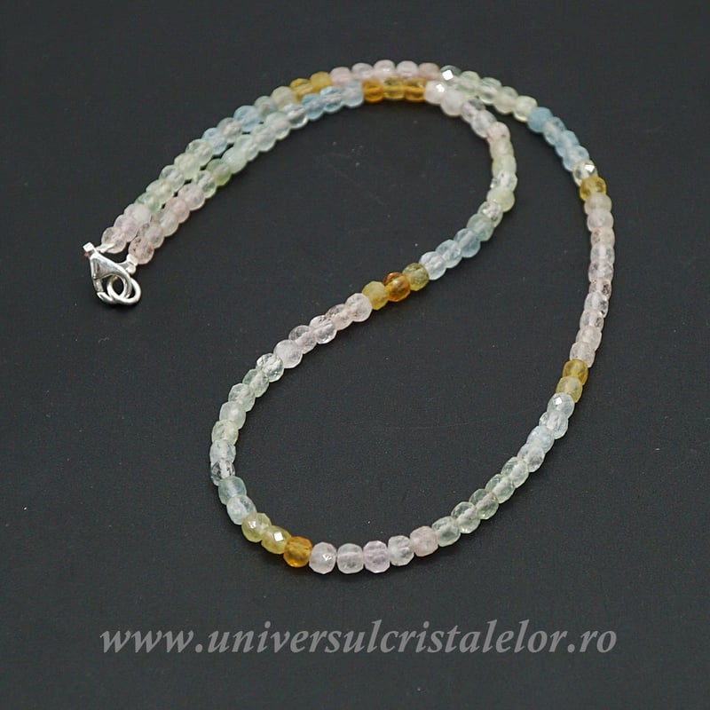 Colier mixt beril rotund - 4.3 mm