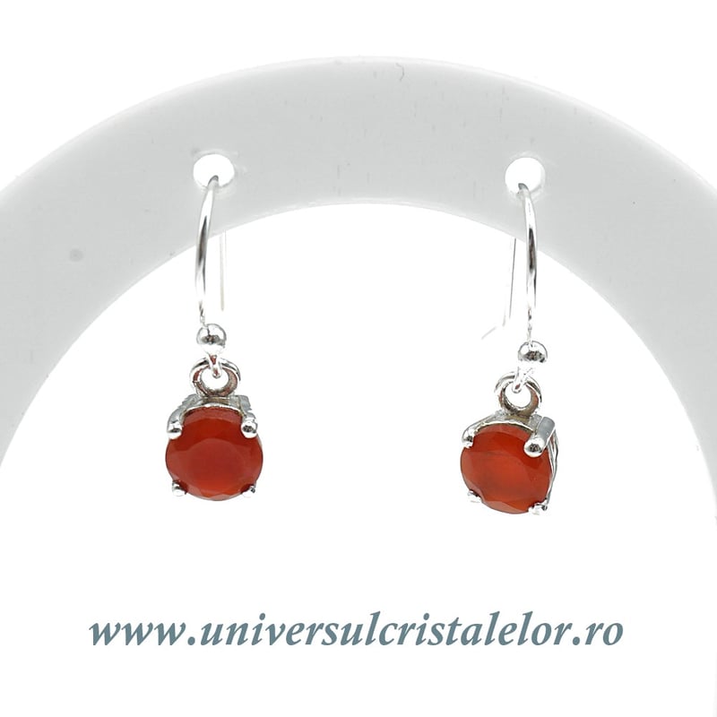 Cercei carneol rotund fatetat - 6 mm