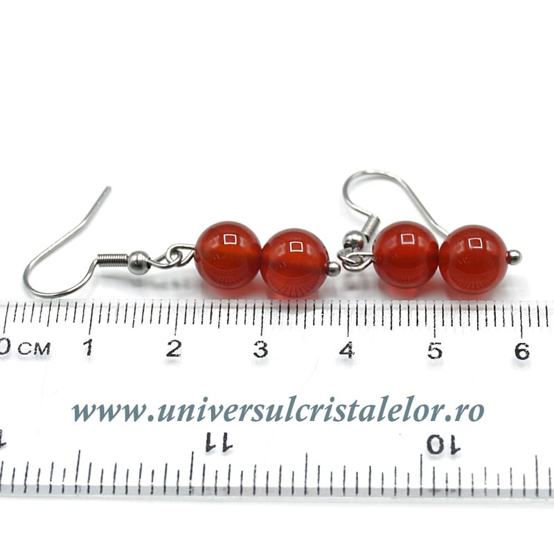 Cercei carneol rotund - 8 mm