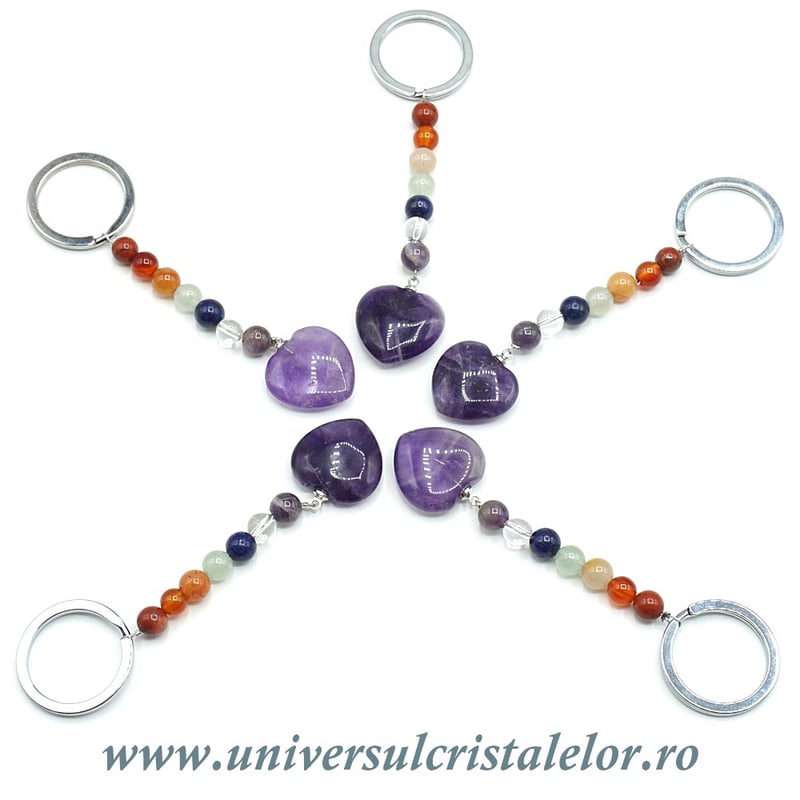 Breloc chakre cu inima ametist