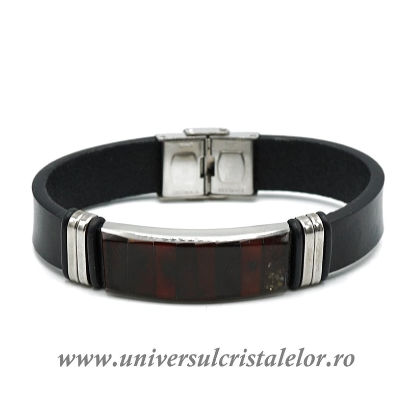 Bratara chihlimbar cu piele naturala