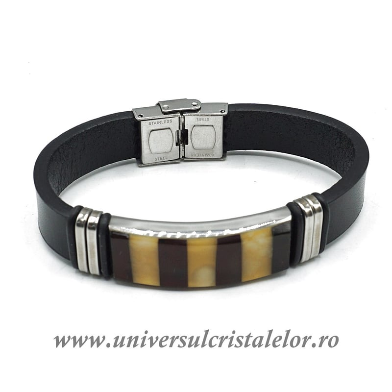 Bratara chihlimbar cu piele naturala