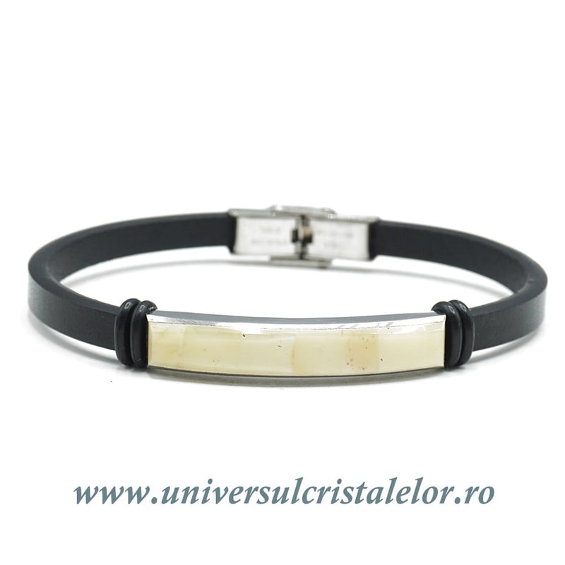 Bratara chihlimbar cu piele naturala