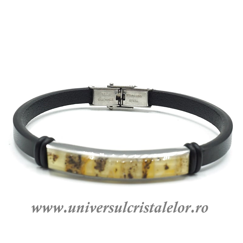 Bratara chihlimbar cu piele naturala