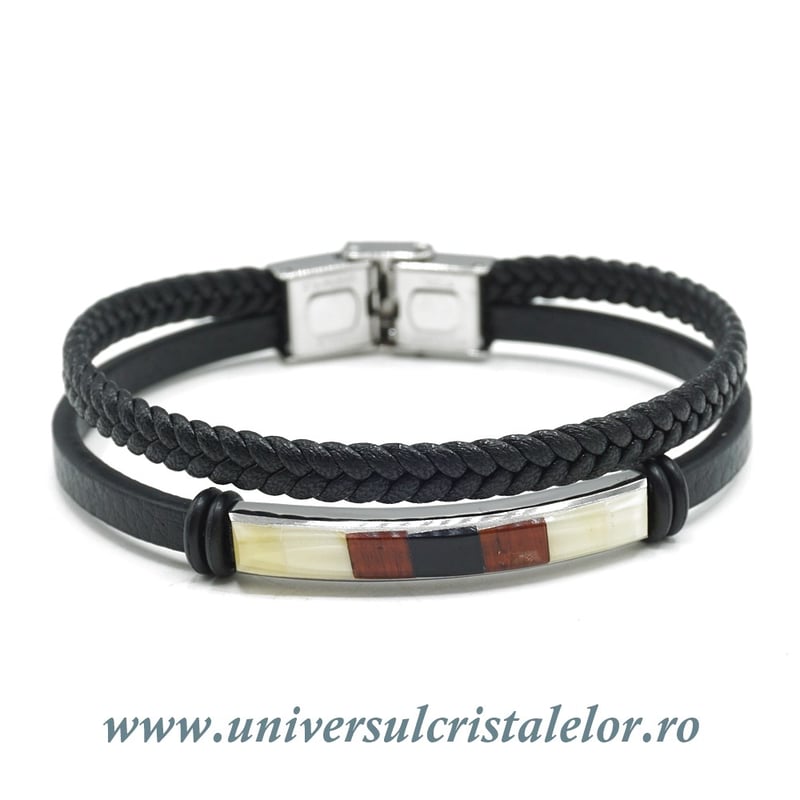 Bratara chihlimbar cu piele naturala