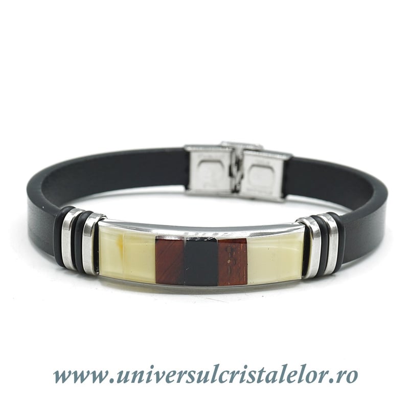 Bratara chihlimbar cu piele naturala