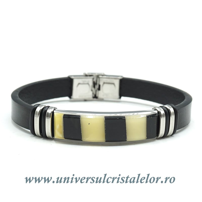 Bratara chihlimbar cu piele naturala