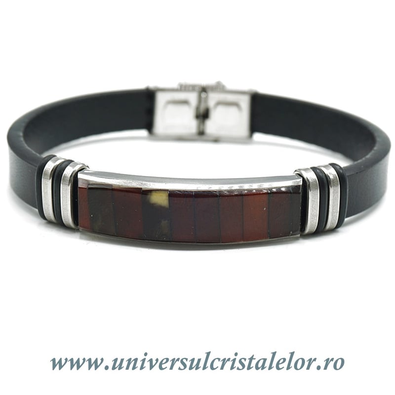 Bratara chihlimbar cu piele naturala